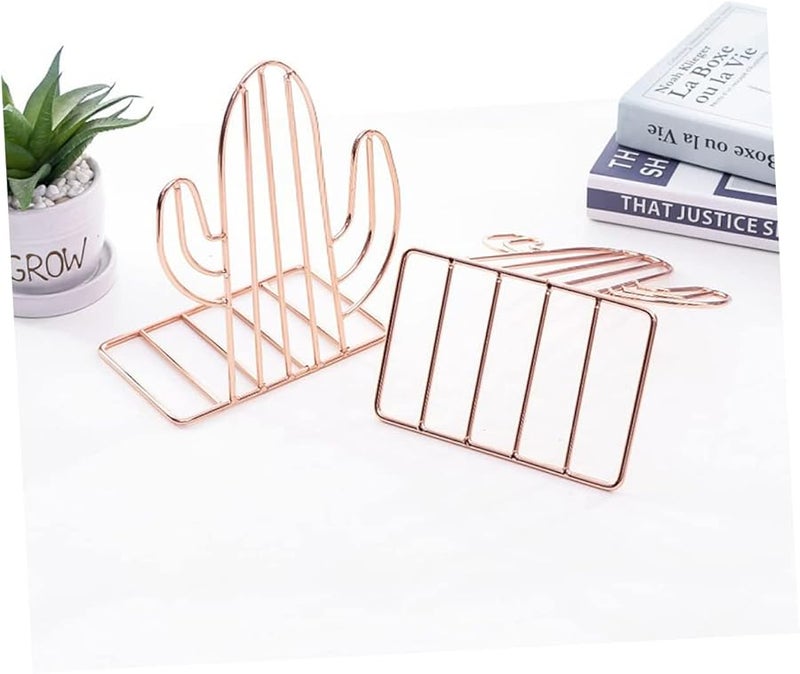 Rose Design Heavy Duty Metal Bookends with Nonskid Base for Home Office Classroom - Image 4